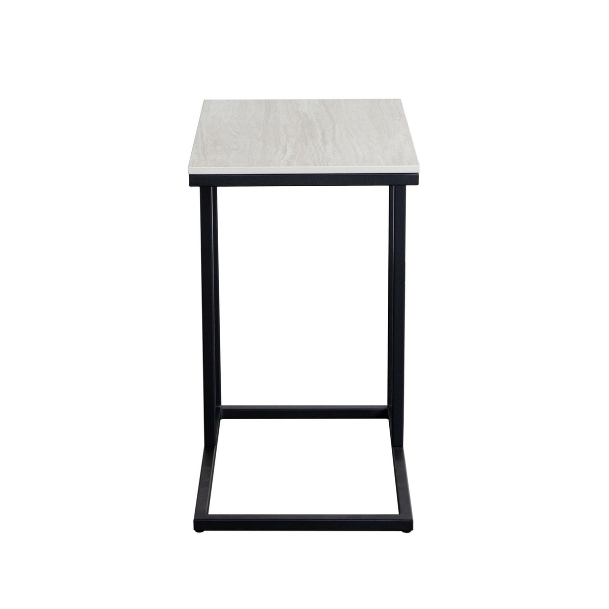 Edge "C" Table with Beige Ceramic Top and Metal Frame