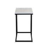 Edge "C" Table with Beige Ceramic Top and Metal Frame