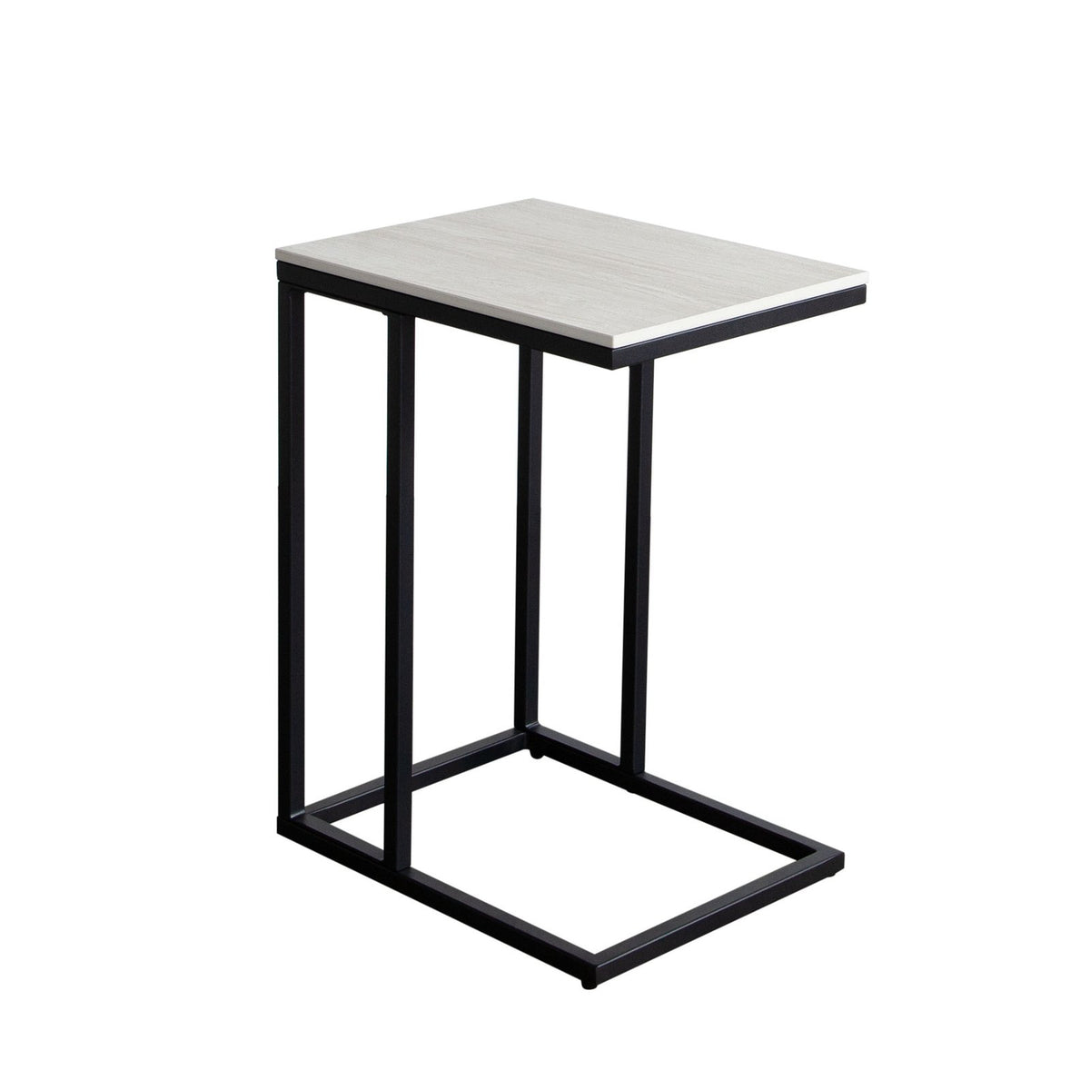 Edge "C" Table with Beige Ceramic Top and Metal Frame