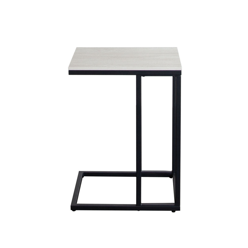 Edge "C" Table with Beige Ceramic Top and Metal Frame