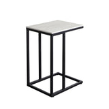 Edge "C" Table with Beige Ceramic Top and Metal Frame