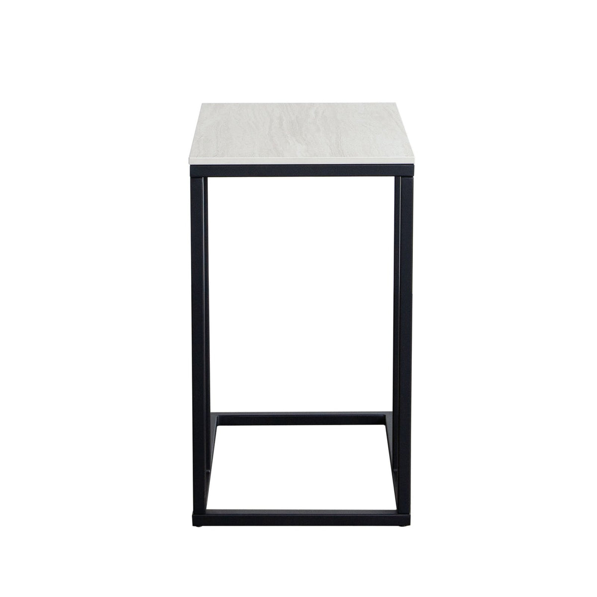 Edge "C" Table with Beige Ceramic Top and Metal Frame