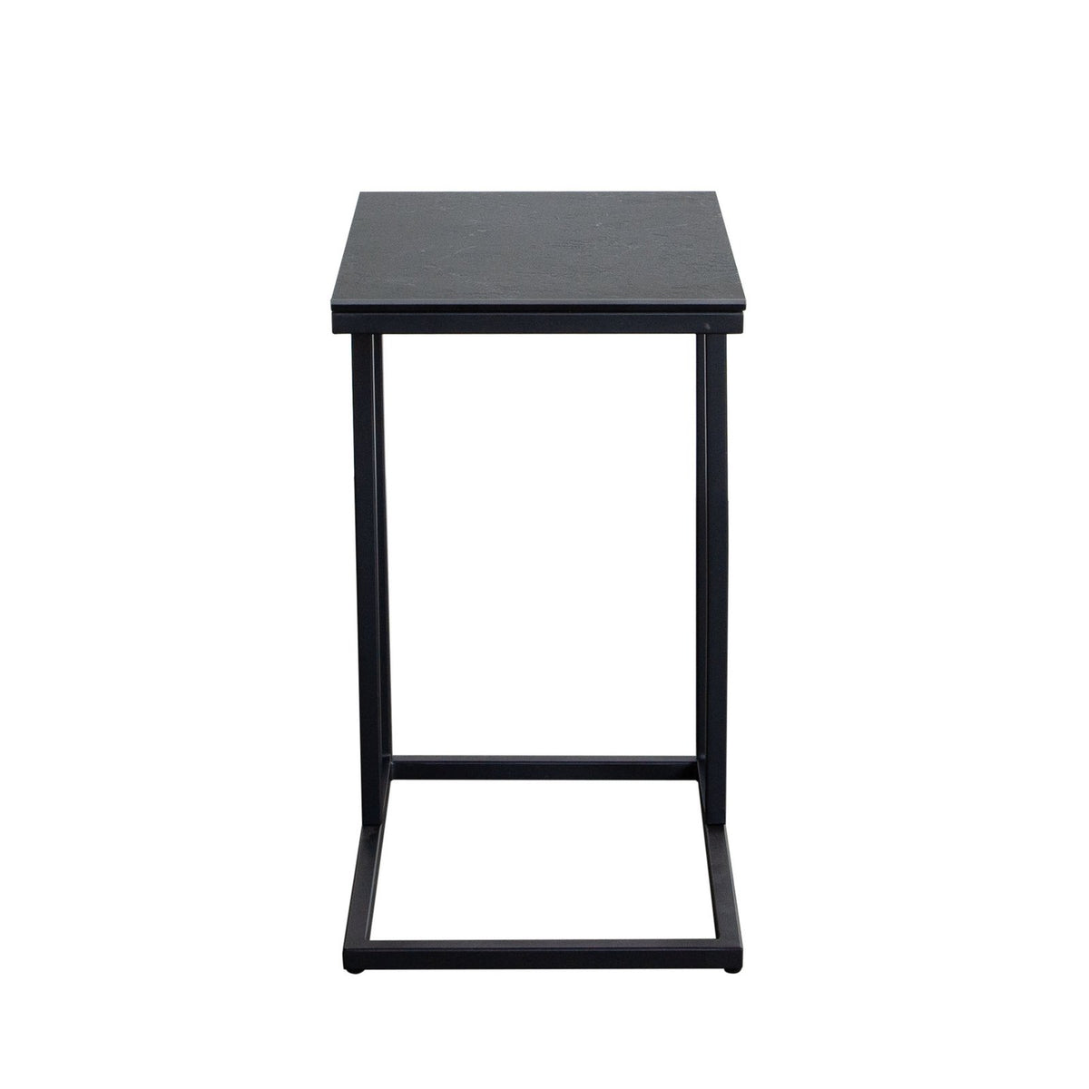Edge "C" Table with Black Ceramic Top and Metal Frame