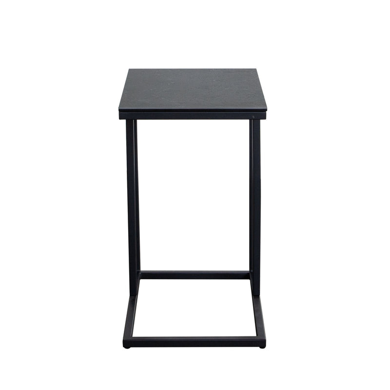 Edge "C" Table with Black Ceramic Top and Metal Frame