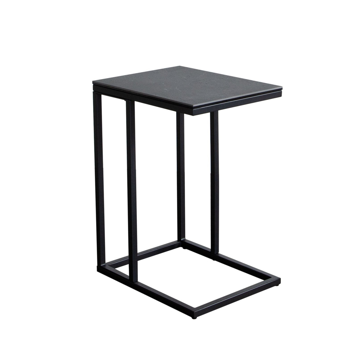 Edge "C" Table with Black Ceramic Top and Metal Frame