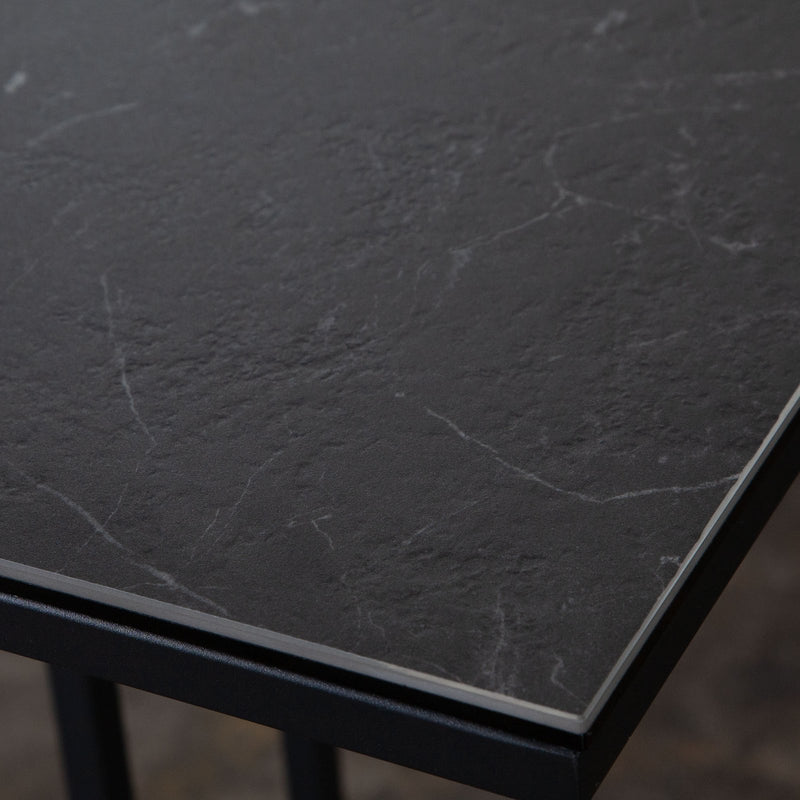Edge "C" Table with Black Ceramic Top and Metal Frame