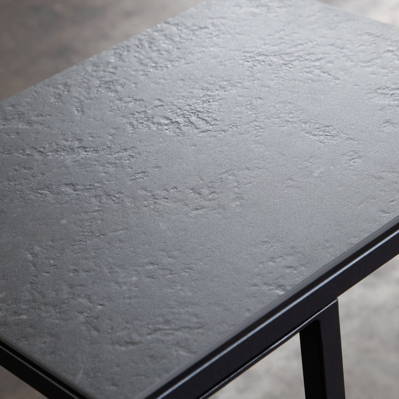 Edge "C" Table with Black Ceramic Top and Metal Frame