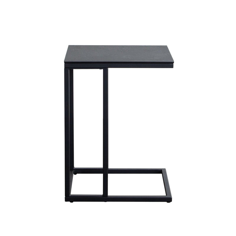 Edge "C" Table with Black Ceramic Top and Metal Frame