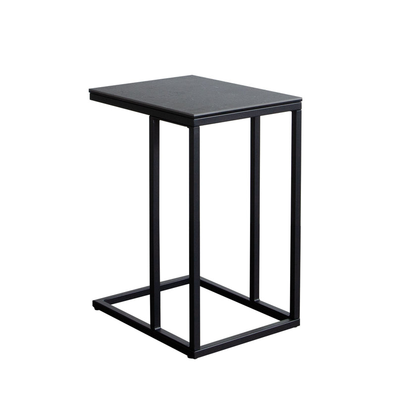 Edge "C" Table with Black Ceramic Top and Metal Frame