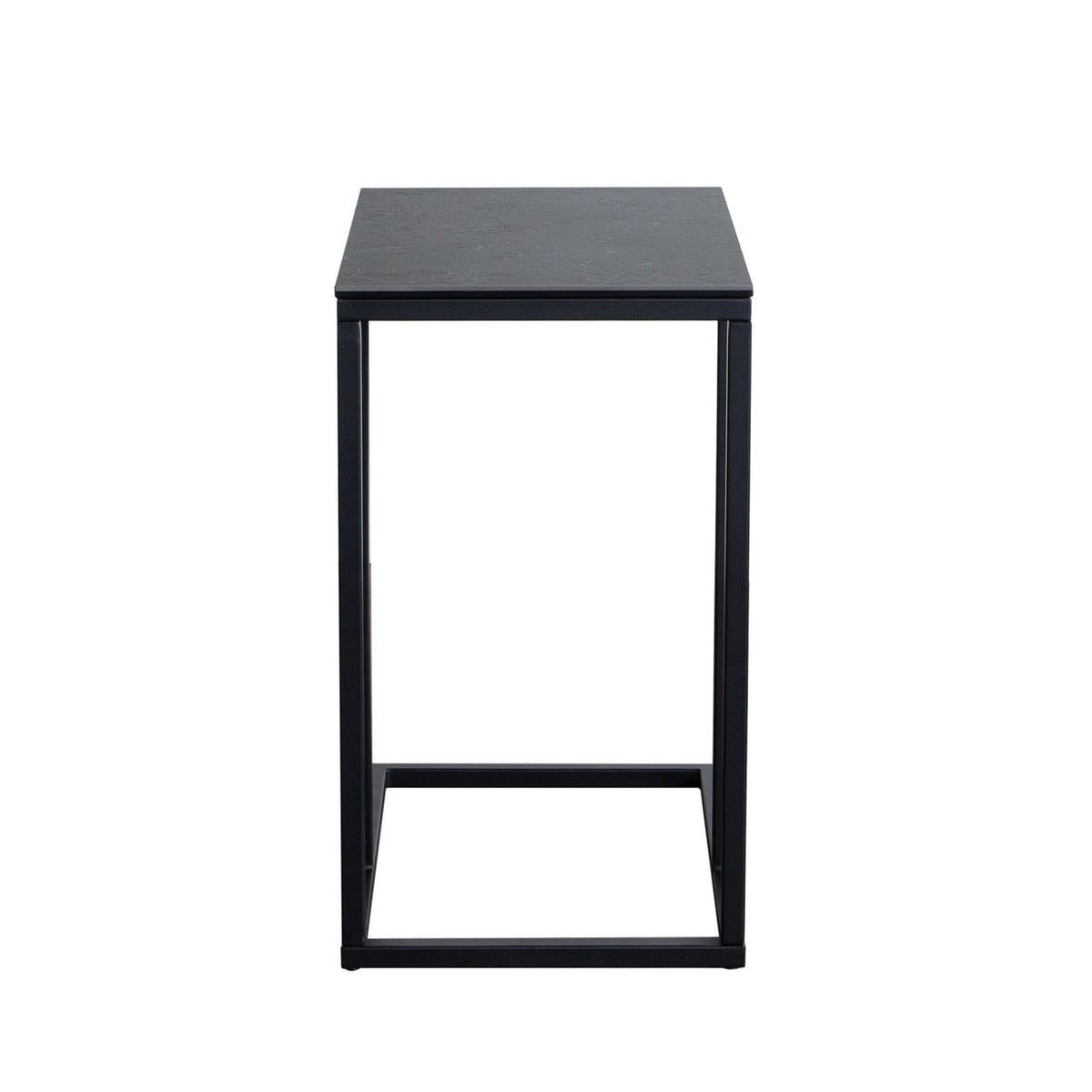 Edge "C" Table with Black Ceramic Top and Metal Frame