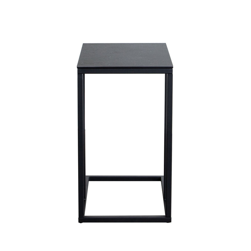 Edge "C" Table with Black Ceramic Top and Metal Frame