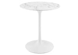 EEI-1128-WHI Lippa 28" Round Faux Marble Dining Table By Modway