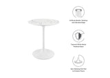 EEI-1128-WHI Lippa 28" Round Faux Marble Dining Table By Modway