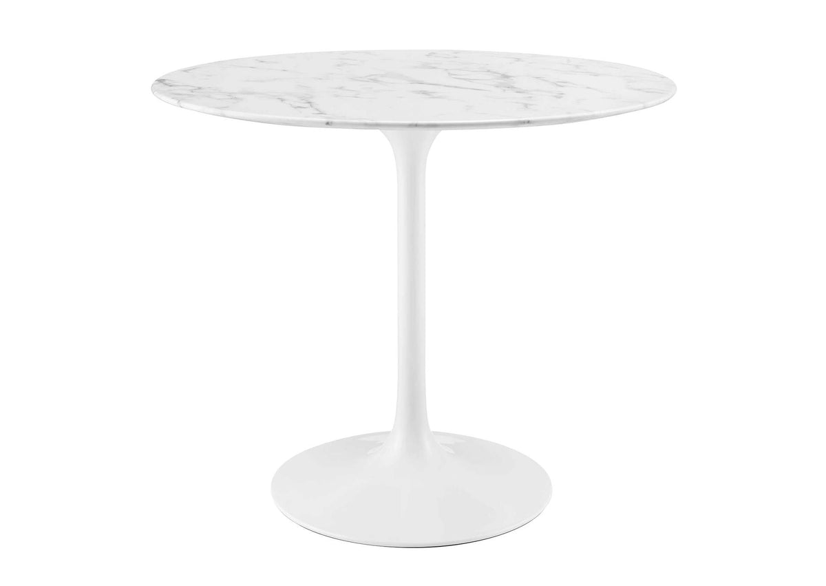 EEI-1129-WHI Lippa 36" Round Faux Marble Dining Table By Modway