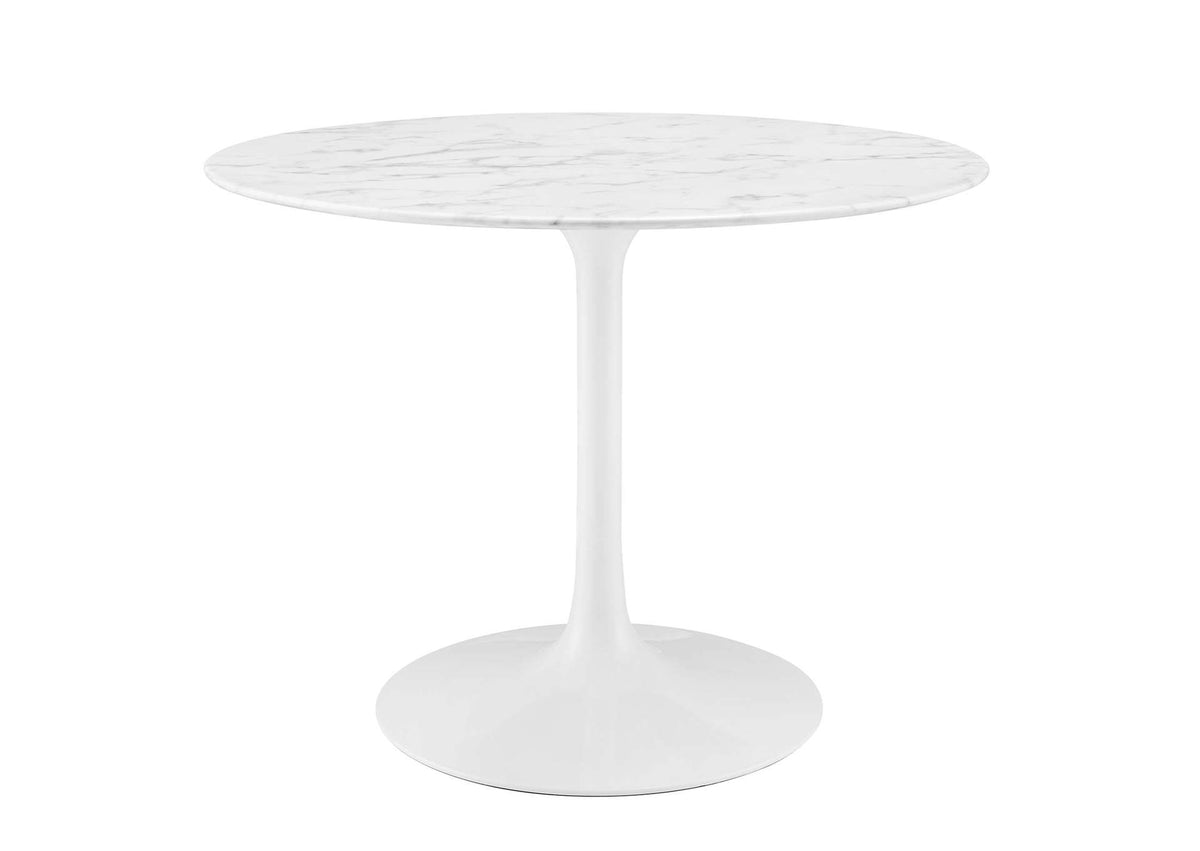 EEI-1130-WHI Lippa 40" Round Faux Marble Dining Table By Modway