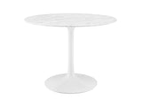 EEI-1130-WHI Lippa 40" Round Faux Marble Dining Table By Modway