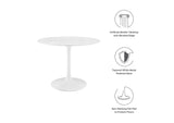 EEI-1130-WHI Lippa 40" Round Faux Marble Dining Table By Modway