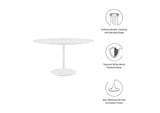 EEI-1132-WHI Lippa 54" Round Faux Marble Dining Table By Modway