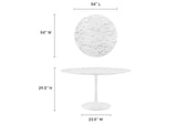 EEI-1132-WHI Lippa 54" Round Faux Marble Dining Table By Modway