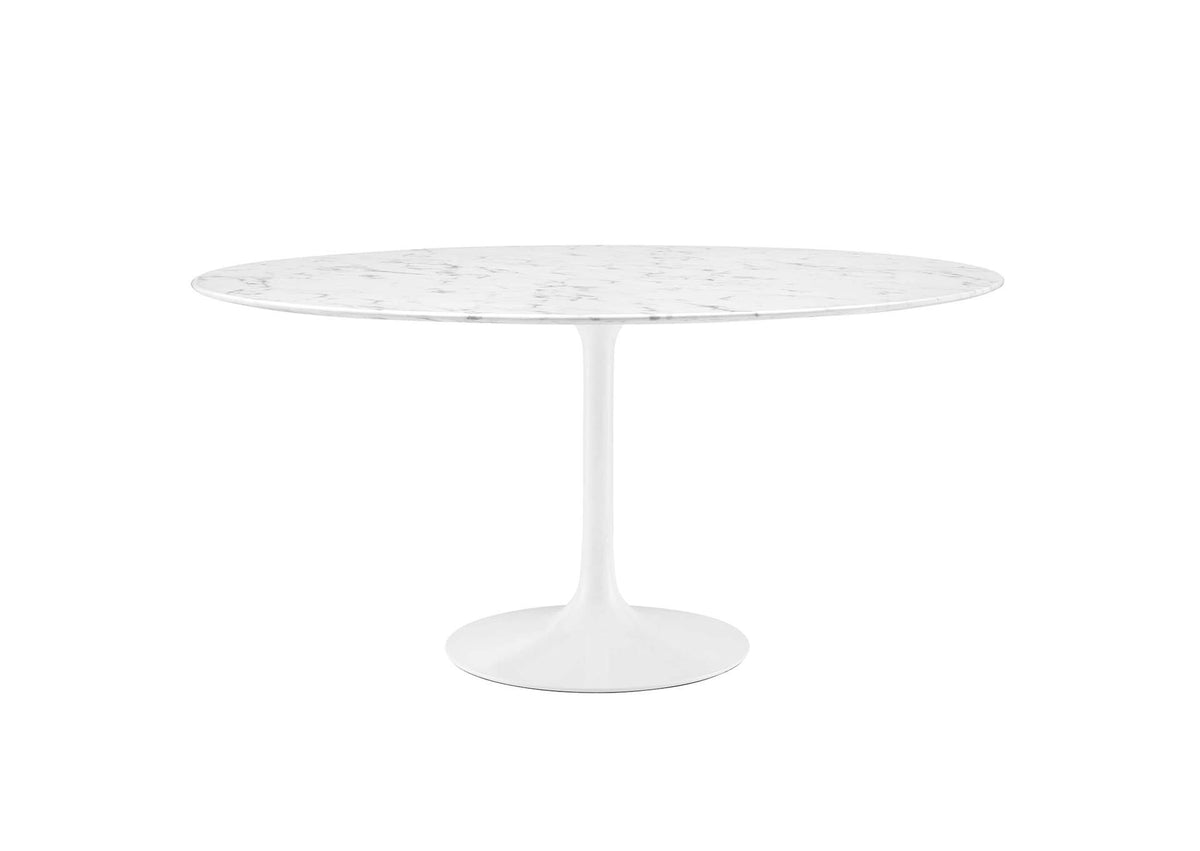 EEI-1133-WHI Lippa 60" Round Faux Marble Dining Table By Modway