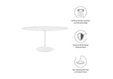 EEI-1133-WHI Lippa 60" Round Faux Marble Dining Table By Modway