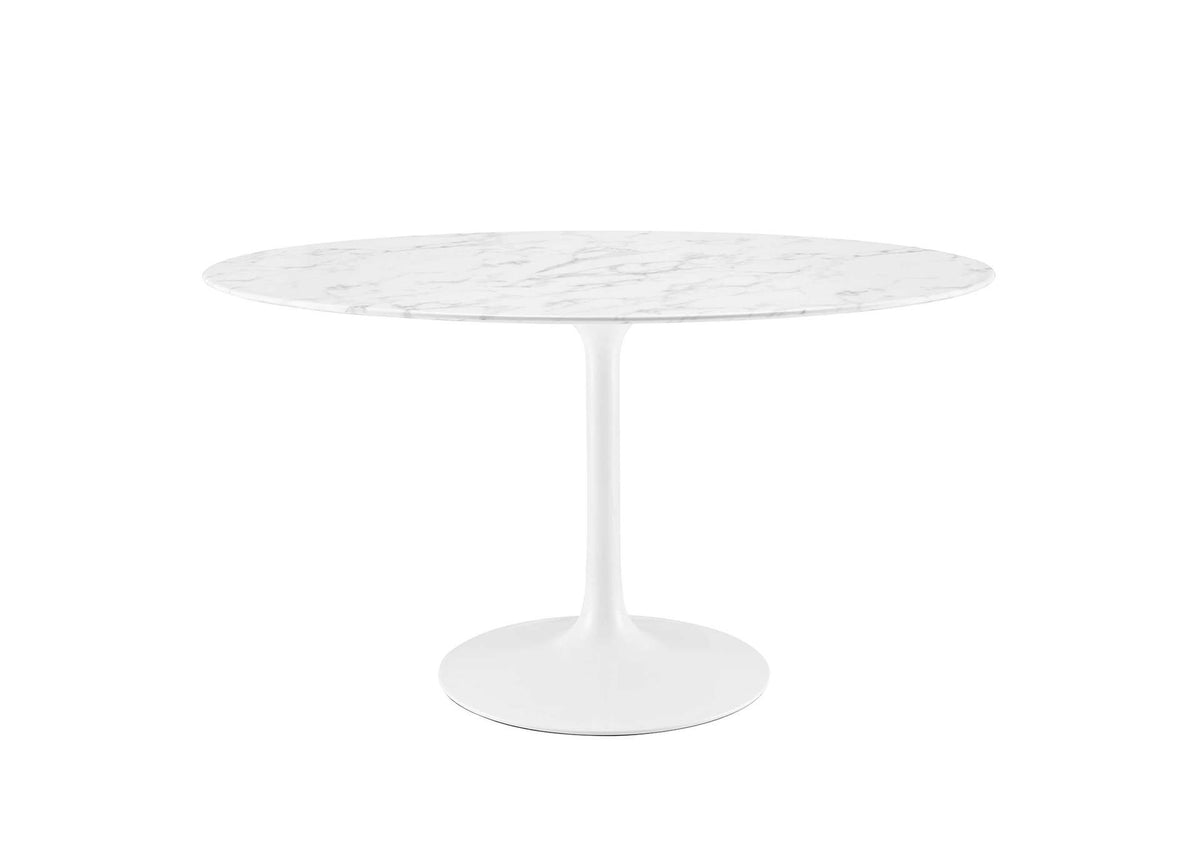 EEI-1134-WHI Lippa 54" Oval Faux Marble Dining Table By Modway