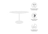 EEI-1134-WHI Lippa 54" Oval Faux Marble Dining Table By Modway