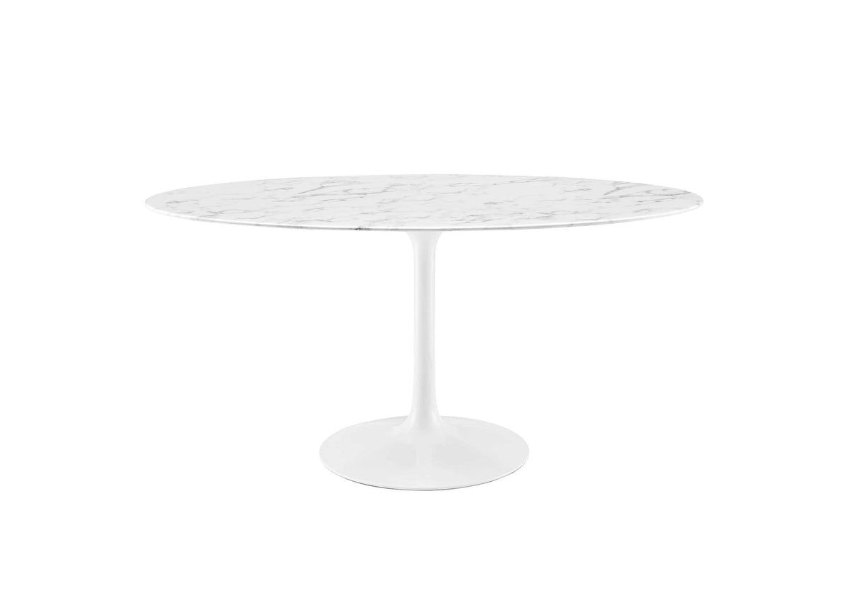 EEI-1135-WHI Lippa 60" Oval Faux Marble Dining Table By Modway