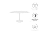EEI-1135-WHI Lippa 60" Oval Faux Marble Dining Table By Modway