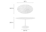 EEI-1135-WHI Lippa 60" Oval Faux Marble Dining Table By Modway