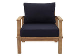 EEI-1143-NAT-NAV-SET Marina Outdoor Patio Teak Armchair By Modway