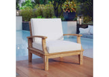 EEI-1143-NAT-WHI-SET Marina Outdoor Patio Teak Armchair By Modway