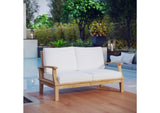 EEI-1144-NAT-WHI-SET Marina Outdoor Patio Teak Loveseat By Modway