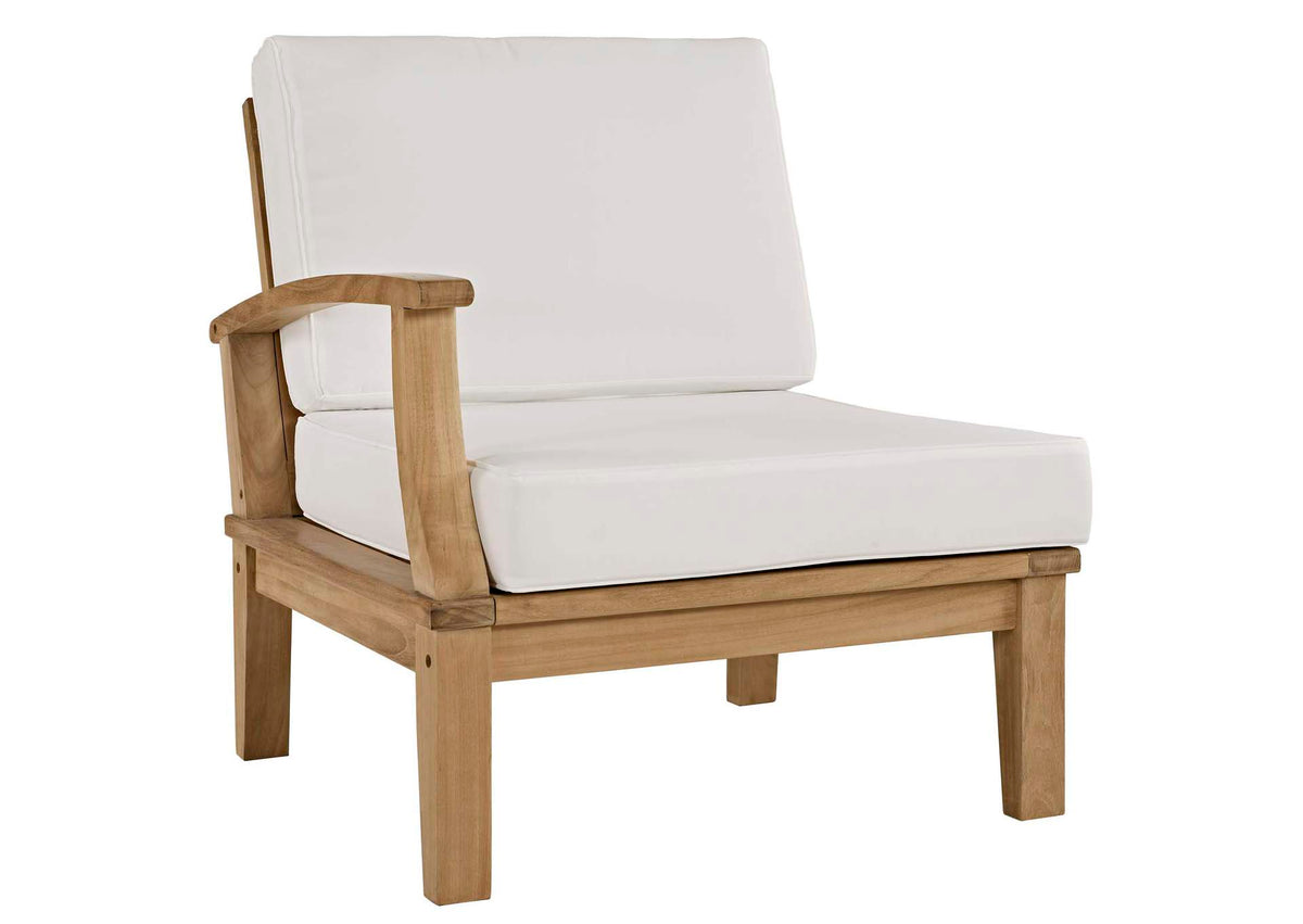 EEI-1148-NAT-WHI-SET Marina Outdoor Patio Teak Left-Facing Sofa By Modway