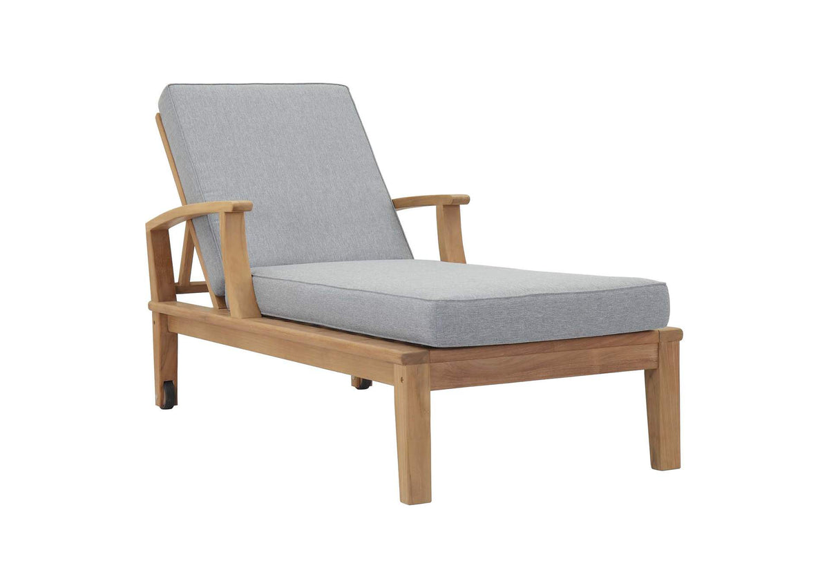 EEI-1151-NAT-GRY-SET Marina Outdoor Patio Teak Single Chaise By Modway