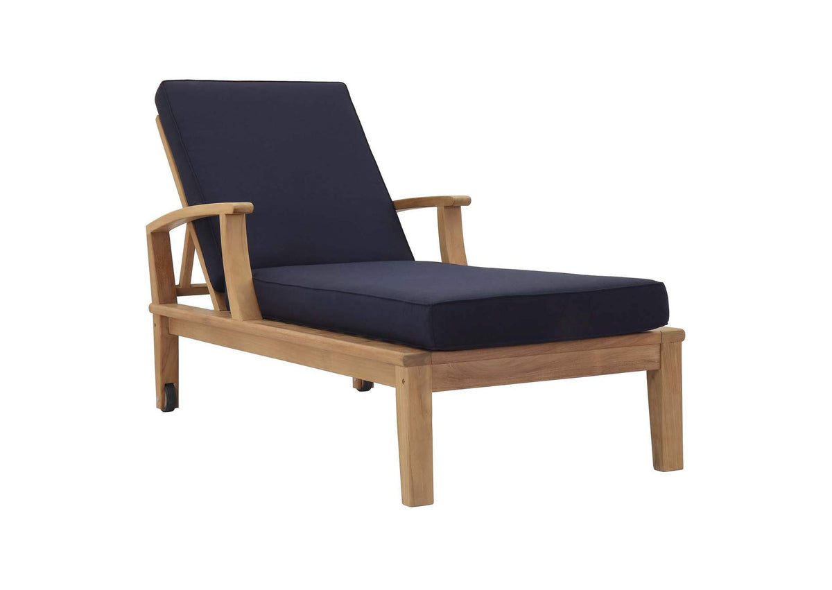EEI-1151-NAT-NAV-SET Marina Outdoor Patio Teak Single Chaise By Modway