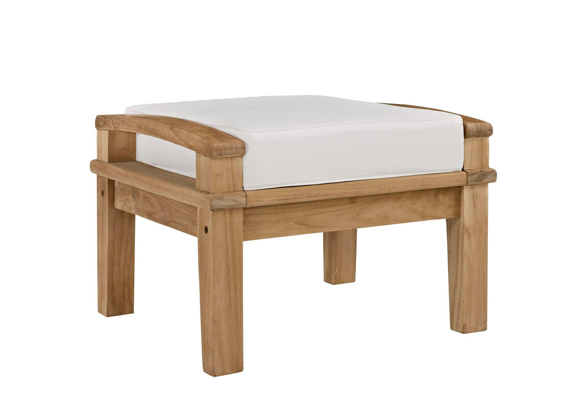 EEI-1152-NAT-WHI-SET Marina Outdoor Patio Teak Ottoman By Modway