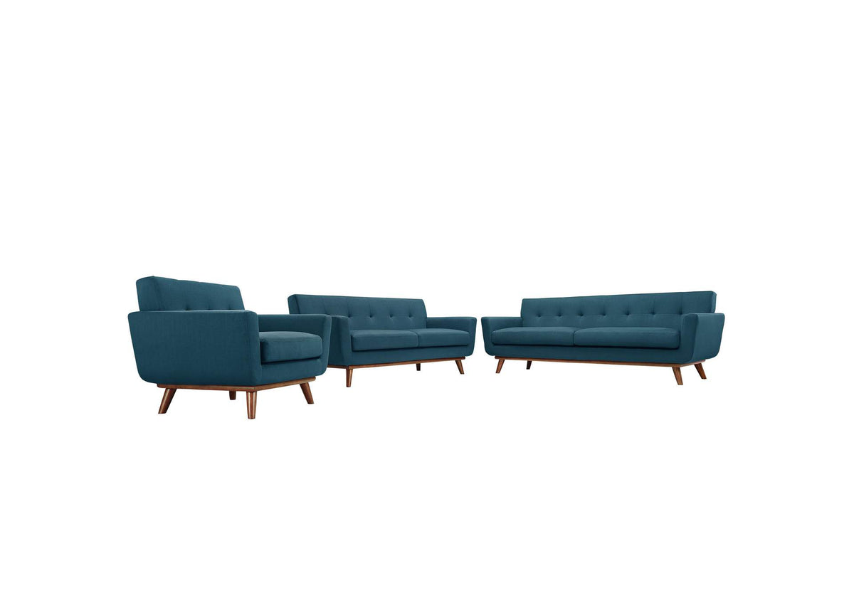 EEI-1349-AZU Engage Sofa Loveseat And Armchair Set Of 3 By Modway