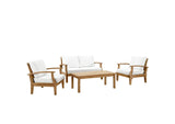EEI-1469-NAT-WHI-SET Marina 4 Piece Outdoor Patio Teak Set By Modway