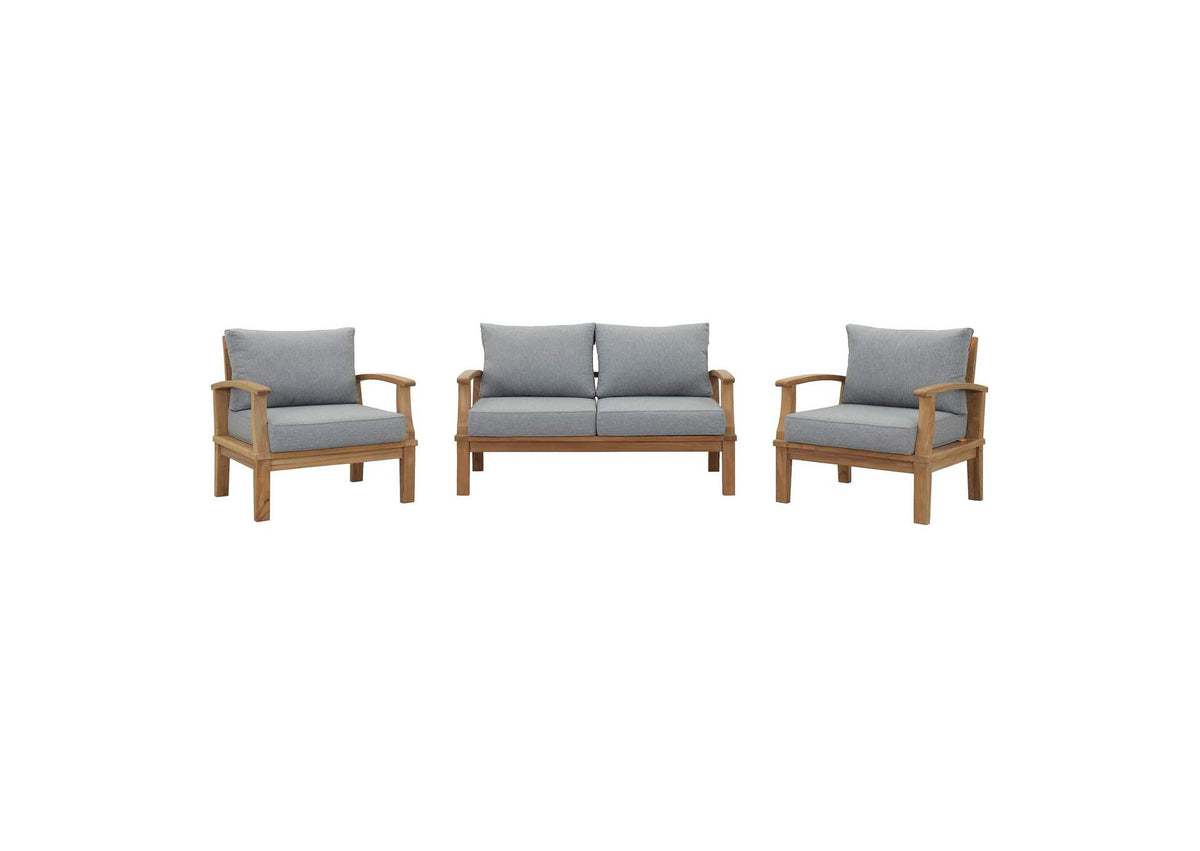 EEI-1470-NAT-GRY-SET Marina 3 Piece Outdoor Patio Teak Set By Modway