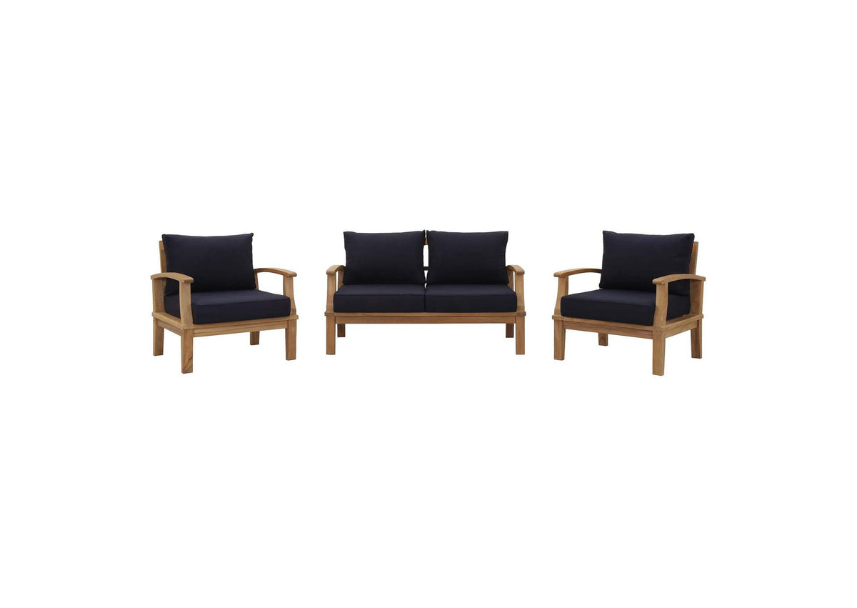 EEI-1470-NAT-NAV-SET Marina 3 Piece Outdoor Patio Teak Set By Modway