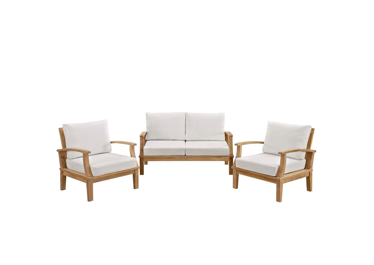 EEI-1470-NAT-WHI-SET Marina 3 Piece Outdoor Patio Teak Set By Modway