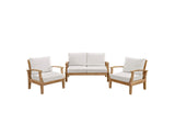 EEI-1470-NAT-WHI-SET Marina 3 Piece Outdoor Patio Teak Set By Modway