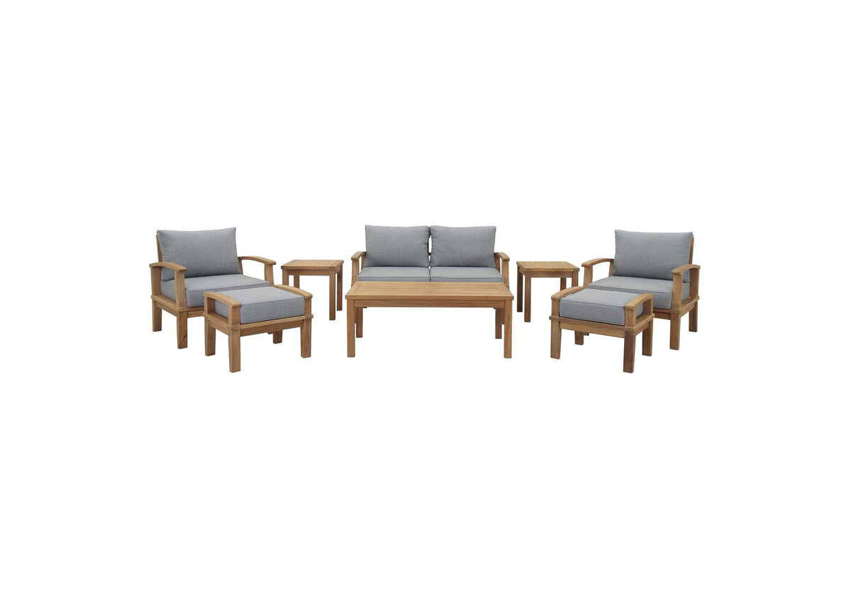 EEI-1471-NAT-GRY-SET Marina 8 Piece Outdoor Patio Teak Set By Modway