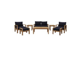 EEI-1471-NAT-NAV-SET Marina 8 Piece Outdoor Patio Teak Set By Modway