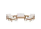 EEI-1471-NAT-WHI-SET Marina 8 Piece Outdoor Patio Teak Set By Modway