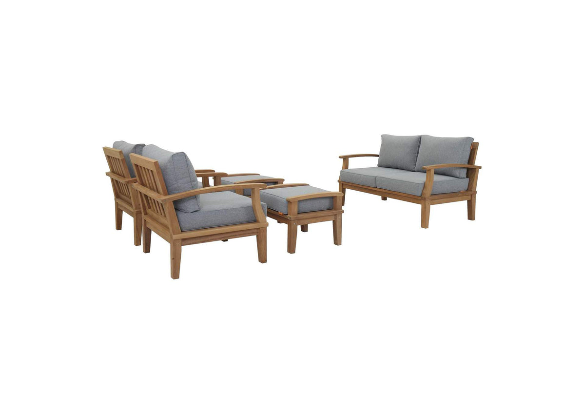 EEI-1472-NAT-GRY-SET Marina 5 Piece Outdoor Patio Teak Set By Modway
