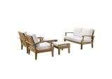 EEI-1472-NAT-WHI-SET Marina 5 Piece Outdoor Patio Teak Set By Modway