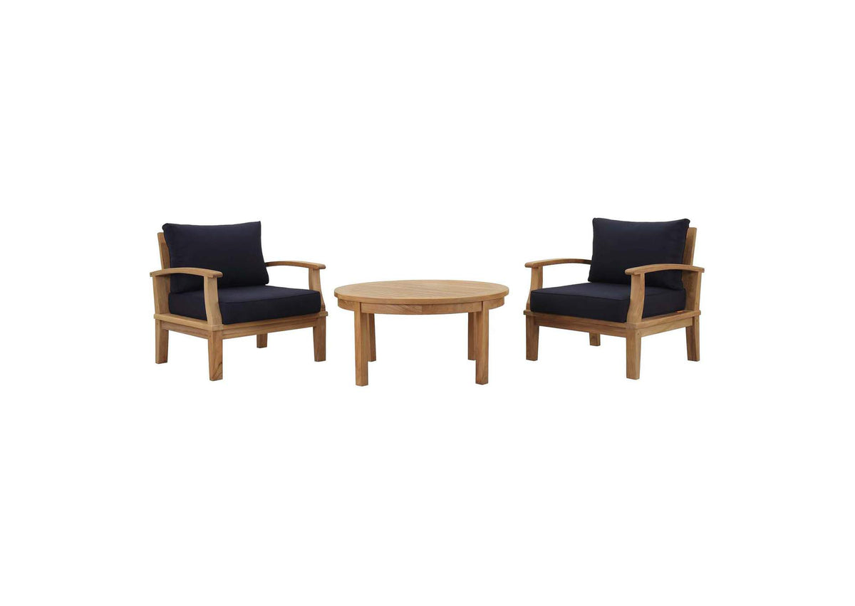 EEI-1475-NAT-NAV-SET Marina 3 Piece Outdoor Patio Teak Set By Modway