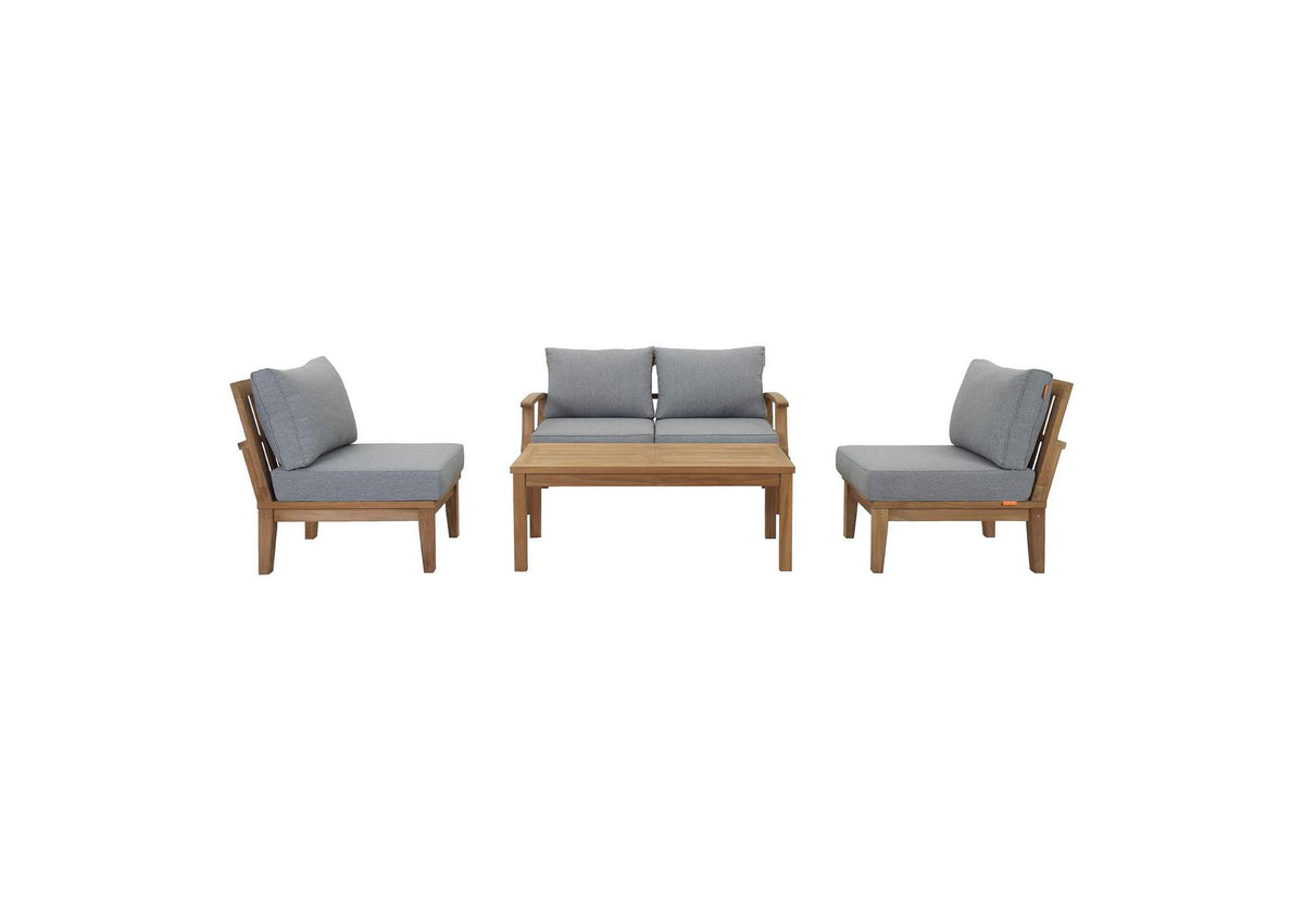 EEI-1477-NAT-GRY-SET Marina 5 Piece Outdoor Patio Teak Set By Modway